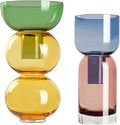 Axyaa Glass Flower Vase and Bud Vase Lemon Set, Green & Yellow, Blue & Pink