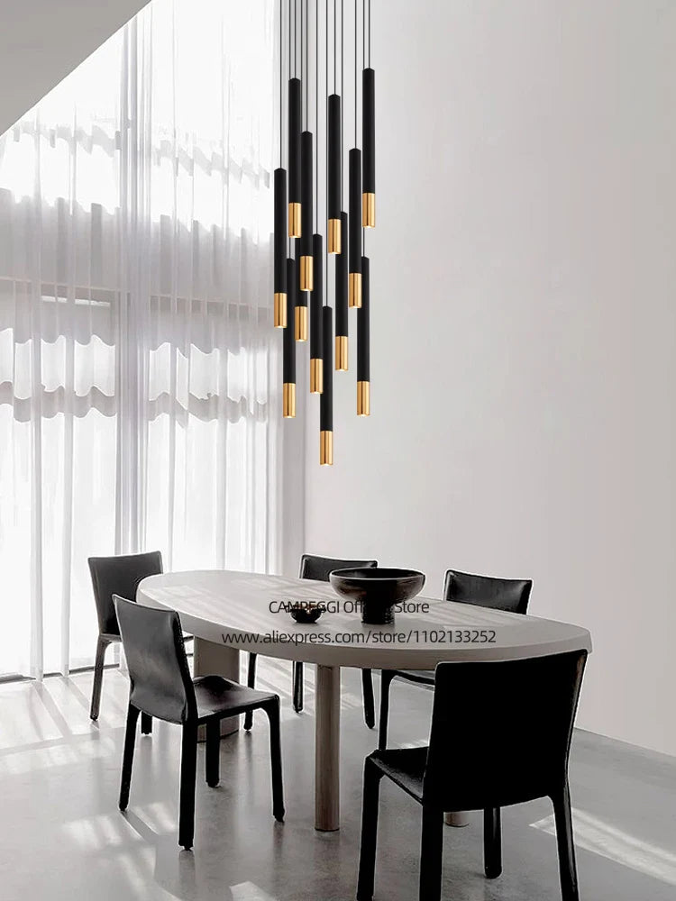 Axyaa Black Gold Nordic Pendant Lamp | Modern Designer LED Indoor Lighting