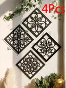 Axyaa Wooden Boho Wall Decor Set - Hexagon & Square Carved Designs