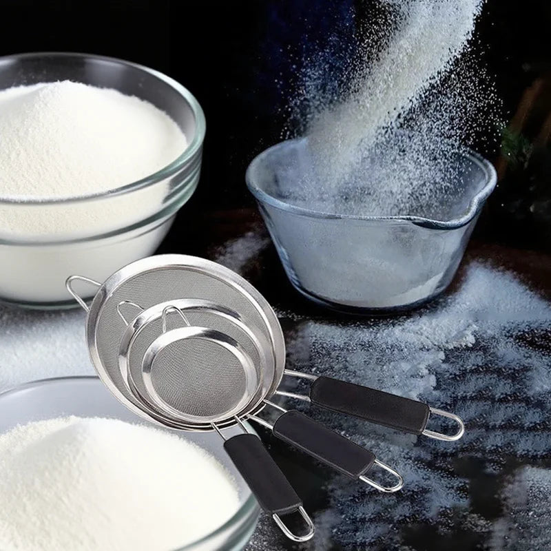 Axyaa Stainless Steel Flour Sifter with Handle - Kitchen Strainer Gadget
