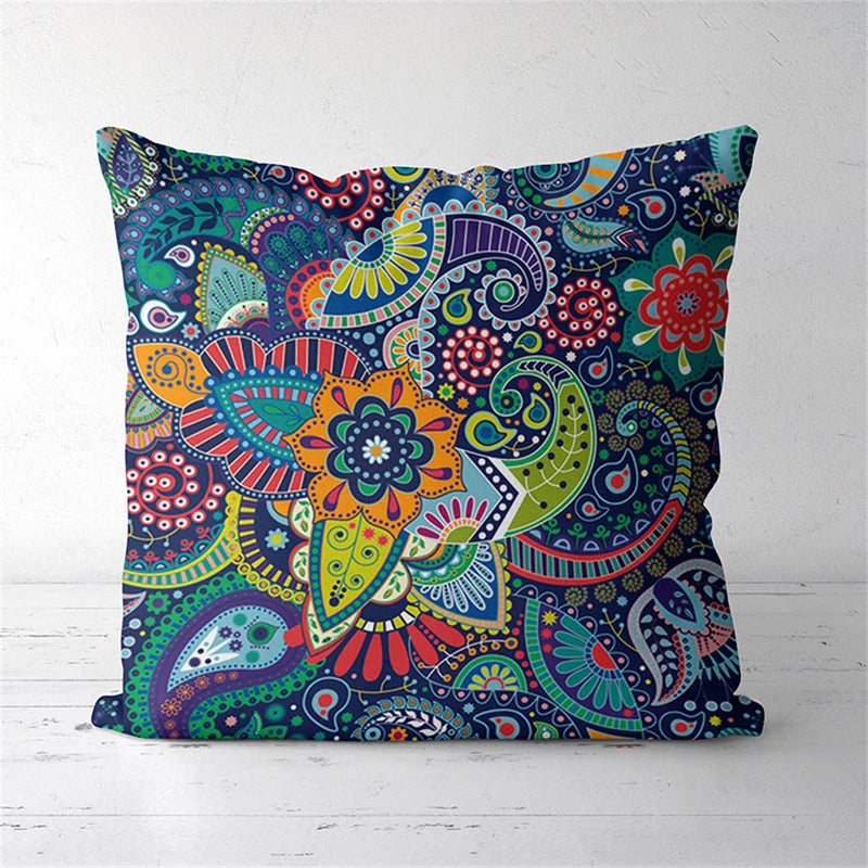 Axyaa Tan Chen Pattern Flower Cushion Cover for Home Decor