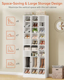 Axyaa 10-Tier Espresso Wooden Shoe Rack with 30 Cubbies, Tall Entryway Organizer