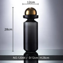 Axyaa Black Glass Vase with Golden Ball Lid - Desk Decoration, Flower Arrangement, Hydroponics
