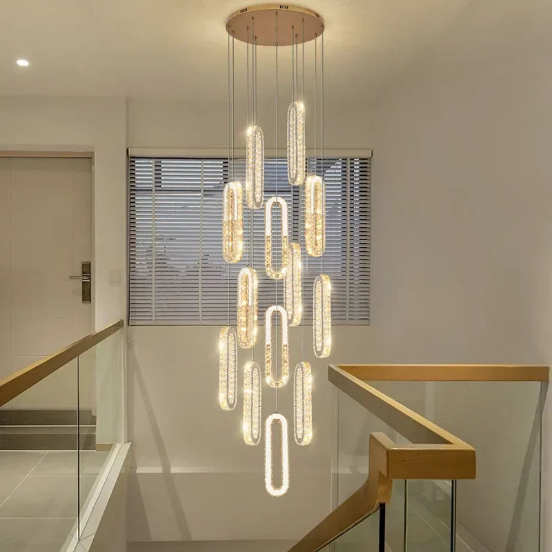 Axyaa Gold Crystal LED Chandelier: Modern Luxury Pendant Light