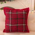 Axyaa Christmas Plaid Sofa Pillow Cover - Red Floral Throw Cushion Cover