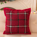 Axyaa Christmas Plaid Sofa Pillow Cover - Red Floral Throw Cushion Cover