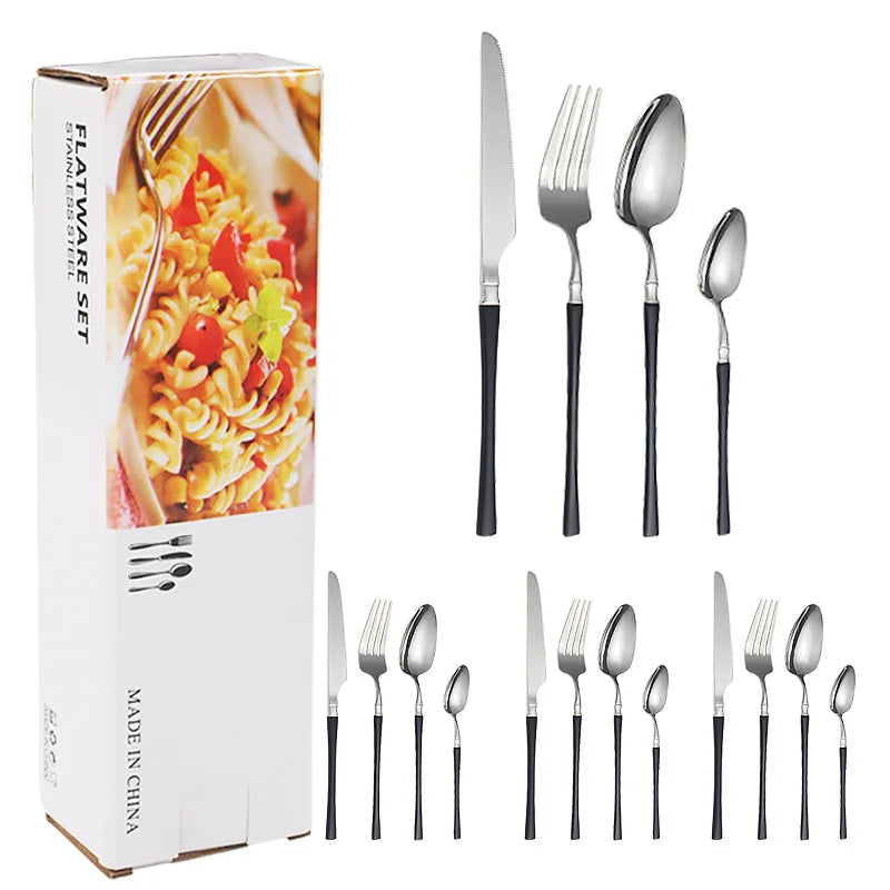 Axyaa 16-Piece Stainless Steel Tableware Set for Restaurants, Hotels, and Homes