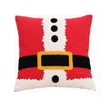 Axyaa Red Canvas Christmas Pillow Cover with Elk & Snowflake Embroidery