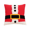 Axyaa Red Canvas Christmas Pillow Cover with Elk & Snowflake Embroidery