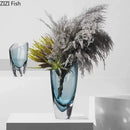 Axyaa Minimalist Amber Glass Vase for Modern Home Decor and Flower Arrangements