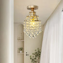 Axyaa Gold Crystal Ceiling Light Fixture, E27 Bulb Base, Ideal for Corridor, Lobby, Kitchen
