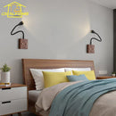 Axyaa Walnut Wood LED Wall Lamp with Flexible Hose & Universal Joint