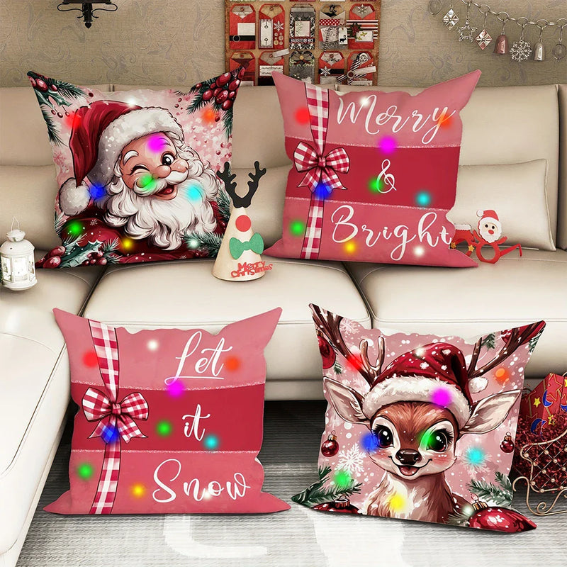 Axyaa Santa Claus Fawn Luminous Pillowcase - Christmas Party & Home Decor Gift