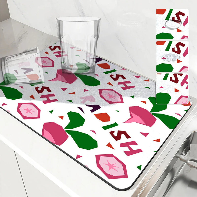 Axyaa Fruit Print Drying Mat for Kitchen, Absorbent & Anti-Slip Placemat