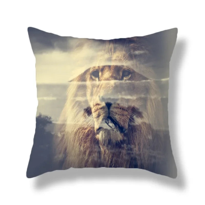 Wild Animal Lion Tiger Cushion Cover - Axyaa Home Decor