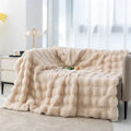 Luxurious Toscana Rabbit Fur Blanket by Axyaa: Soft Double-sided Bubble Fleece Blanket