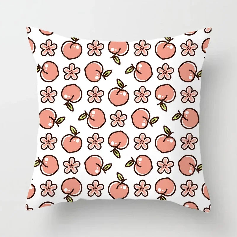 Peachy Pink Pattern Cushion Cover 45X45CM for Sofa Decor by Axyaa
