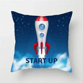Cartoon Spacecraft Astronaut Rocket Pillowcase for Home Decor - Axyaa