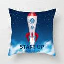 Cartoon Spacecraft Astronaut Rocket Pillowcase for Home Decor - Axyaa