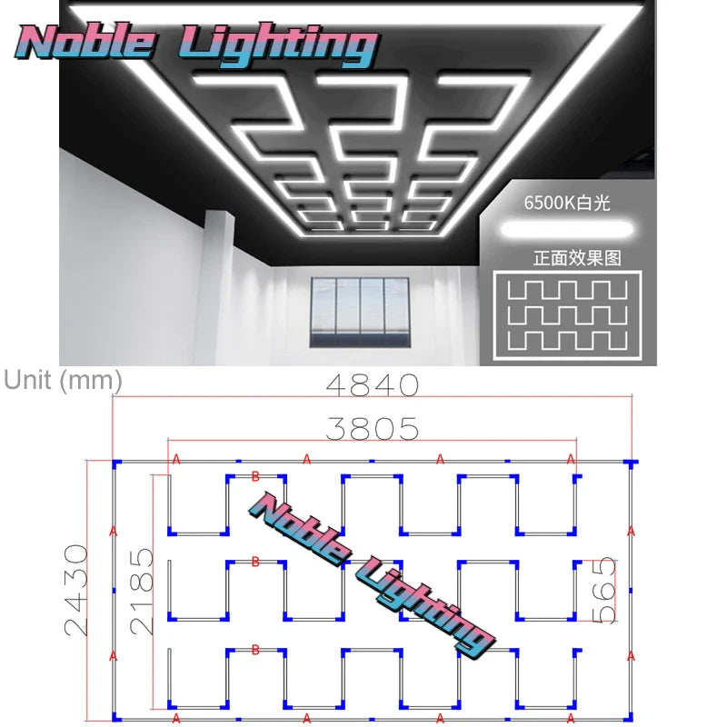 Axyaa 4.8X2.4M Hexagon LED Garage Ceiling Lights 6500K - Linkable Brilliance