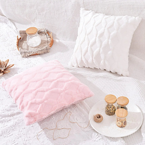 Axyaa Plush Cushion Cover 45x45 Soft Pillowcase for Home Decor Cozy Living Room