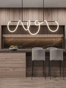 Axyaa Minimalist LED Neon Strip Ceiling Chandeliers in Black/Gold