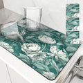 Axyaa Non-Slip Drying Mat for Kitchen Counter, Absorbent Plant Leaf Design