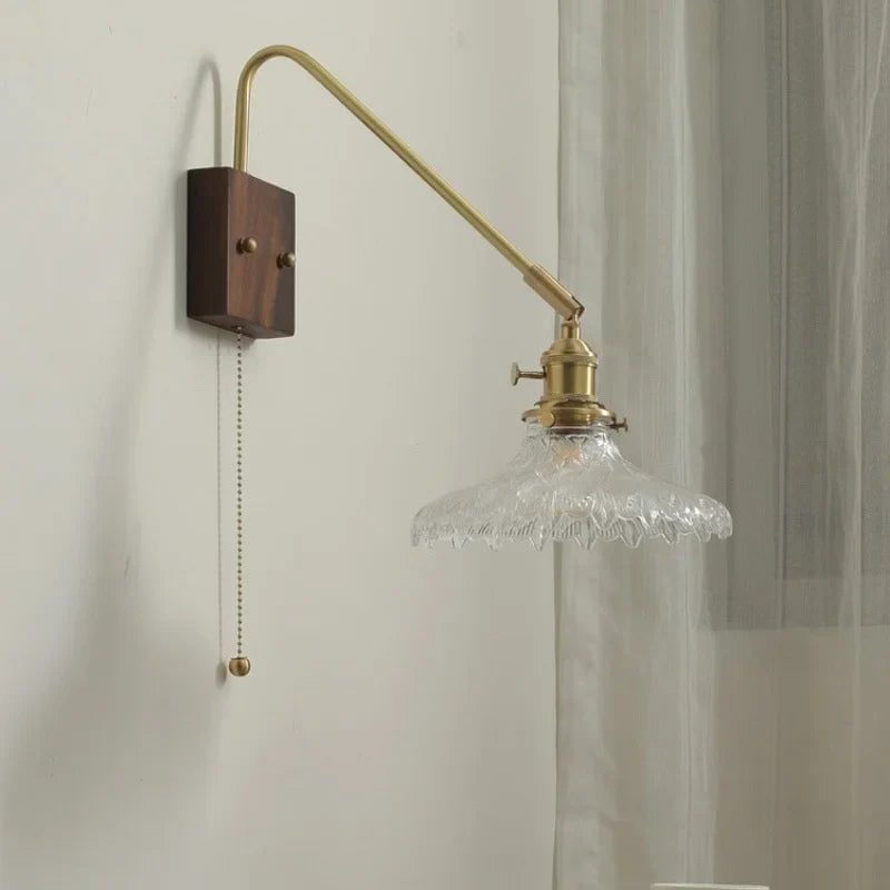 Axyaa LED Wall Lamps: Modern Style for Bedroom, Bathroom, Living Room, Walnut Copper Fixtures
