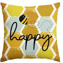 Axyaa Bee Happy Linen Square Pillowcase Sunshine Decor 50*50