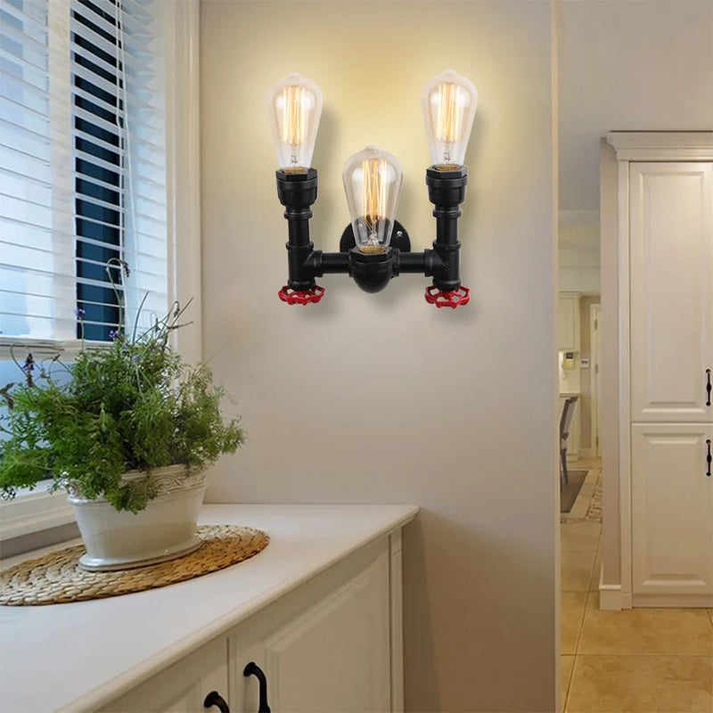 Axyaa Rust Water Pipe Wall Sconce Light Fixture for Industrial Decor