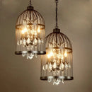 Axyaa Iron Birdcage Crystal Chandelier: Vintage Spherical Pendant Light