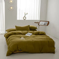 Axyaa Washed Cotton Grid Duvet Cover, Single Size 150*200cm Queen