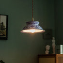 Axyaa Vintage Ceramic LED Pendant Light with Adjustable Socket & Knob Switch
