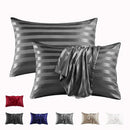 Axyaa Silk Satin Stripes Pillowcase King Queen Size Home Pillow Cover