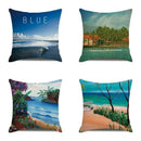 Blue Tropical Cushion Cover by Axyaa: Relaxing Beach Scene Decor for Sofa, Bedroom, Car