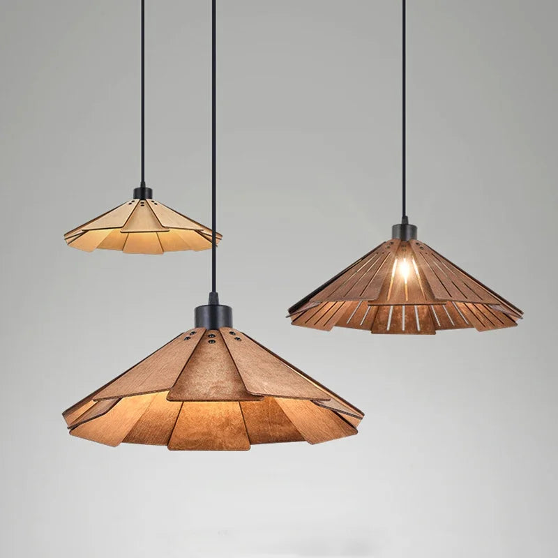Axyaa Wooden Dining Pendant - Retro Walnut, Home Decor Lamp for Bedroom, Study, Bar, Cafe