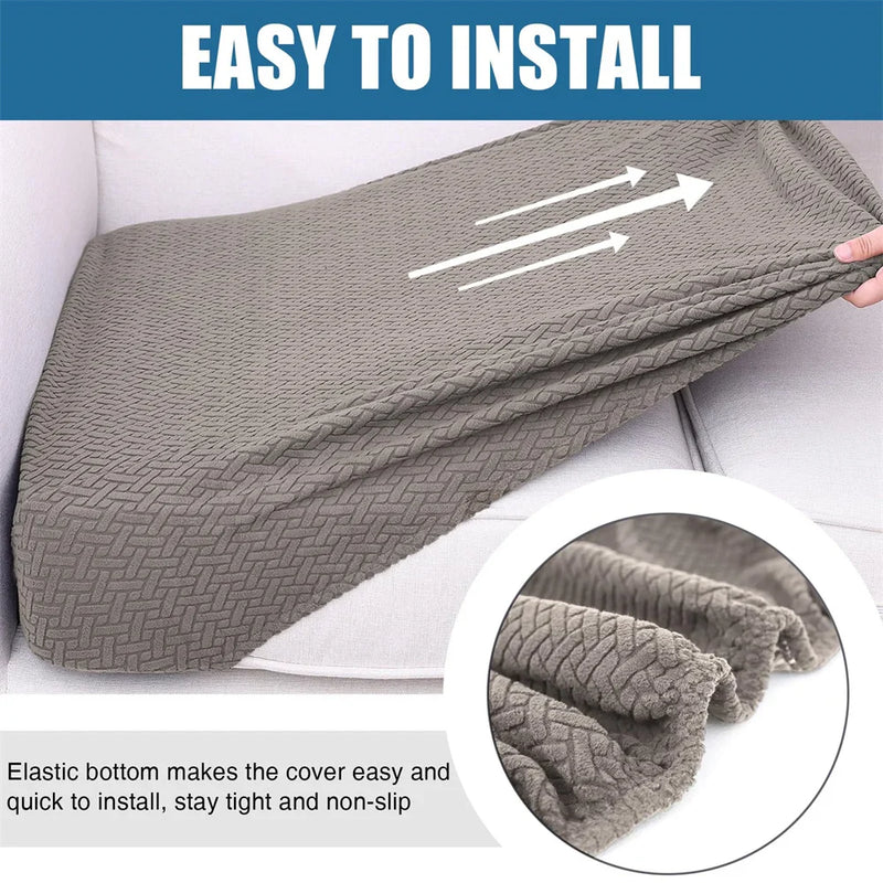 Axyaa Flocking Sofa Seat Cushion Cover Stretch Slipcover for Living Room Decor