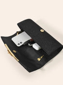Axyaa Rhinestone Evening Bag with Crossbody Chain - Women's Handbag
