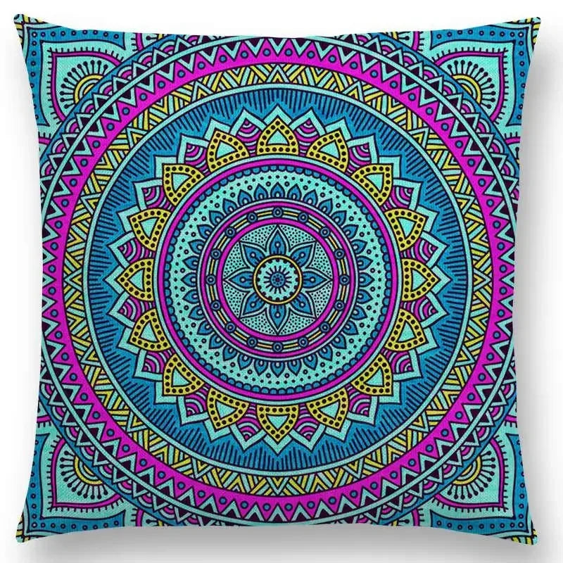 Axyaa Boho Rainbow Mandala Pillow Case Sun Moon Flowers Dream Fantasy Cover