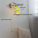 Axyaa Modern Glass Wall Lamp with Pull Chain Switch & Rotatable Glass Mirror Light