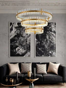 Axyaa Luxury Gold/Silver Rings LED Pendant Light - Modern Interior Hanging Ceiling Lamp