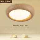 Axyaa Nordic Wooden LED Ceiling Light in Walnut Color