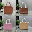 Axyaa Square Rattan Storage Basket with Handle - Hand-woven Plastic Hanging Baskets