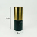 Axyaa Imitation Marble Gold Metal Vase & Artificial Flowers Decor - Desk Decoration Craft