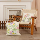 Axyaa Easter Rabbit Print Pillow Cover Cotton Linen Holiday Party Decoration