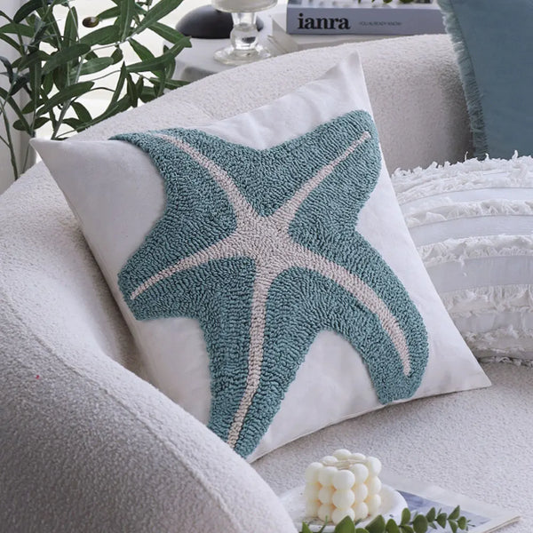Axyaa Boho Style Starfish Tufted Cushion Cover 45x45 - Sofa Decor Pillow Cover