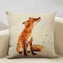 Axyaa Fox Linen Pillowcase - Nordic Animal Theme Decorative Cushion Cover 45x45cm