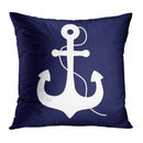 Axyaa Nautical Sailboat Anchor Blue Pillow Cover 40x40 Square Rudder Home Decoration