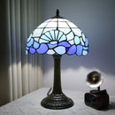 Axyaa 12-Inch Stained Glass Table Lamp with Bee Wave Shell Lampshade