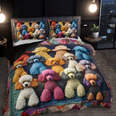 Axyaa Teddy Dog Toy Animal Print Quilt Cover Set with 2 Pillowcases